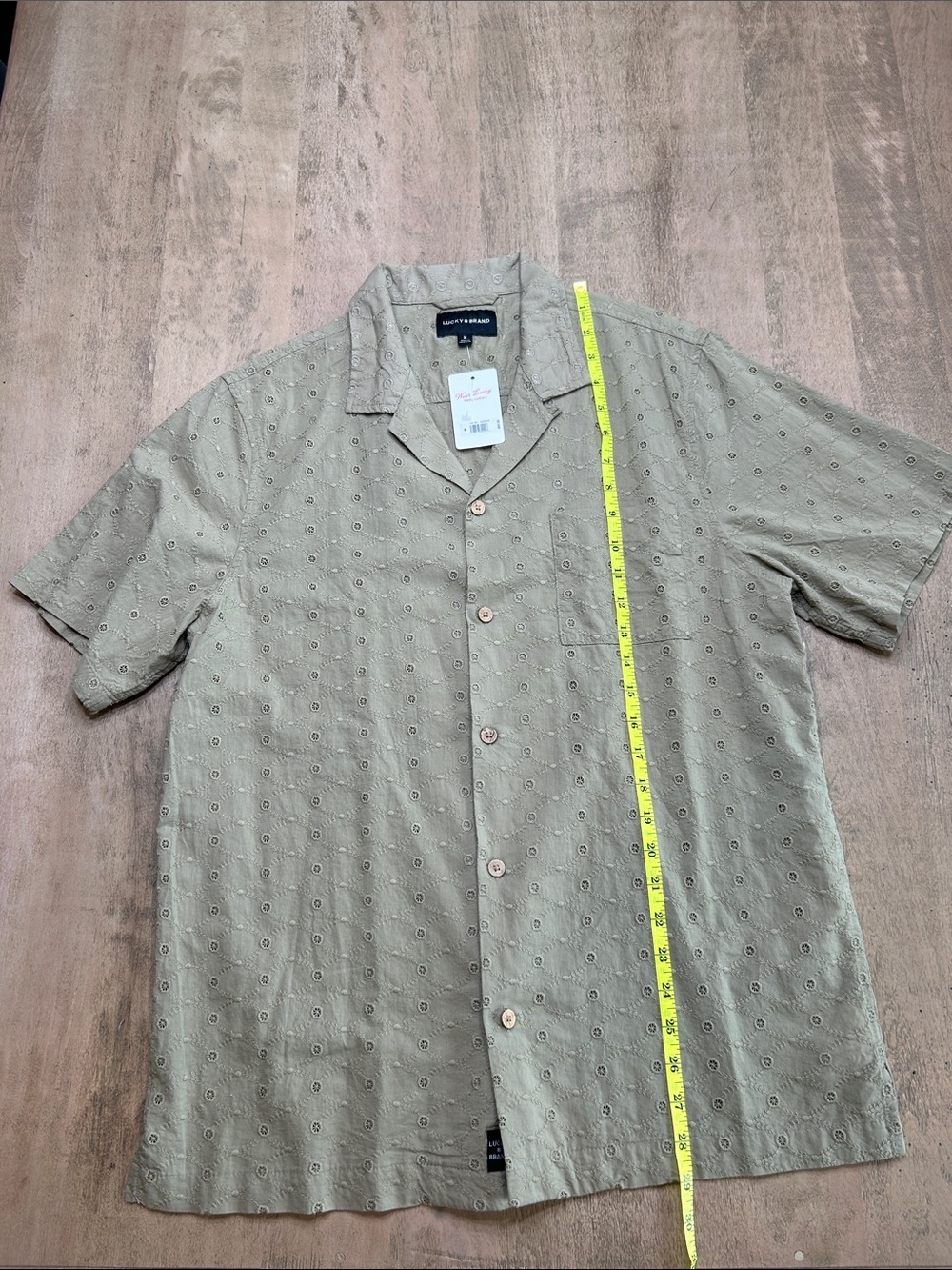Lucky Brand Light Sage Short-Sleeve Eyelet Button-Down Shirt